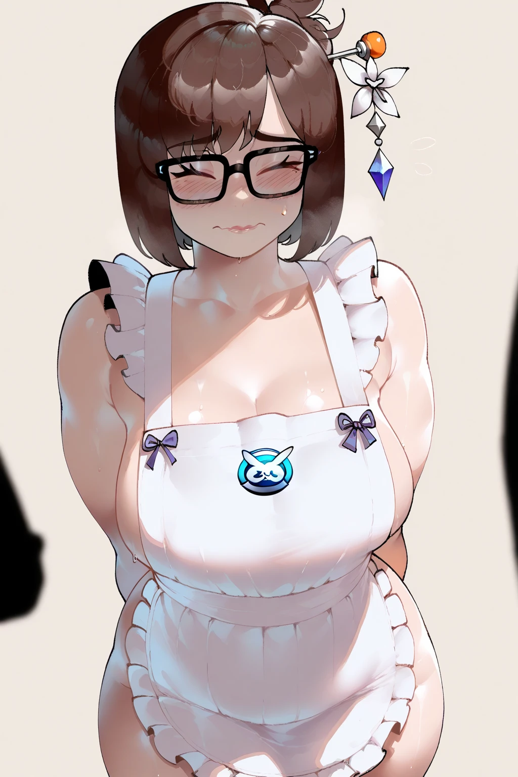 ((nsfw))、highest quality, masterpiece, POV Fuck Oil, Horse tail, Animal ears, Side braid,Glasses、Big Breasts、