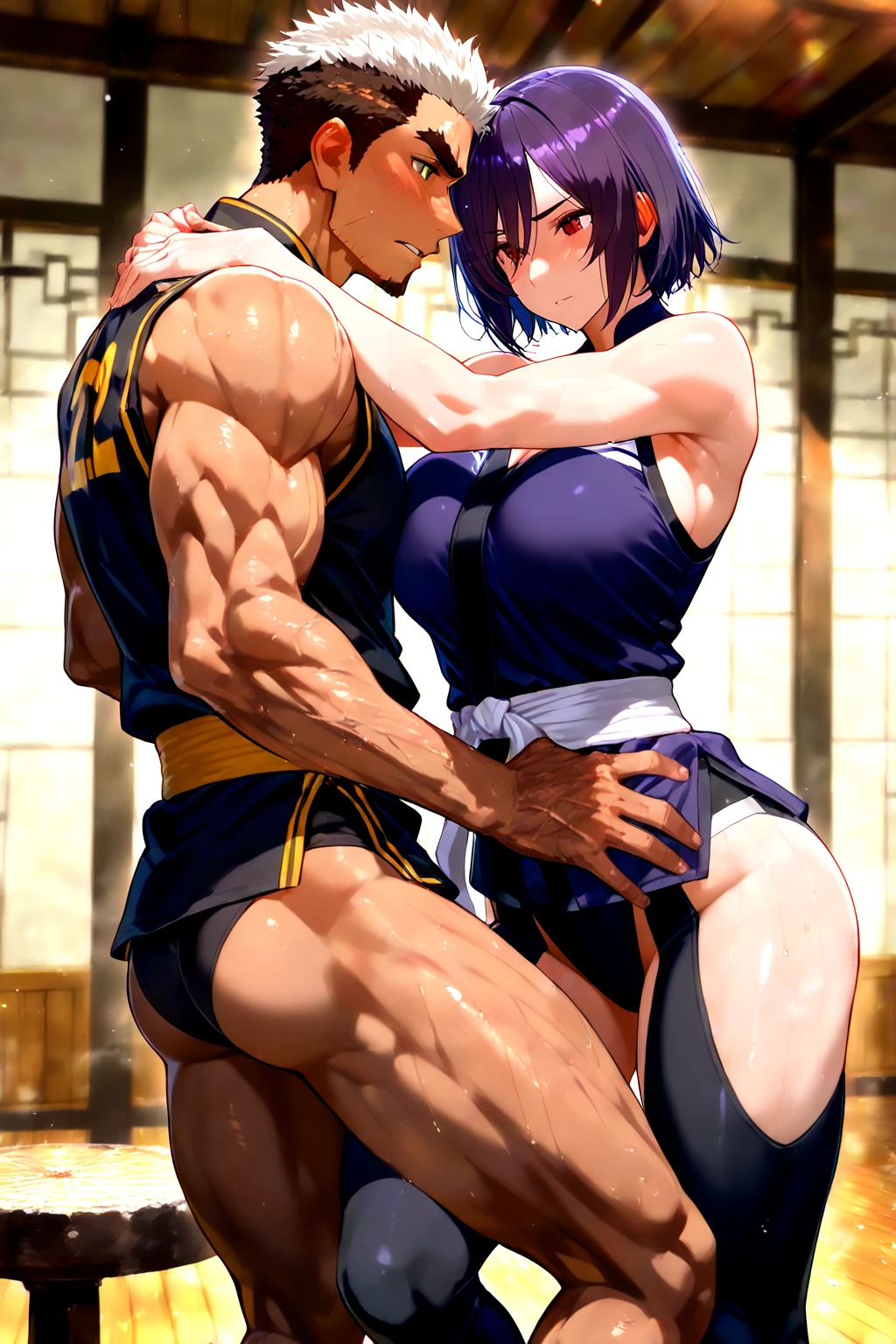  men and women ,、Japanese Girls ,Model body type,tall 、 (Outdoor、rooftop), naked、blush、(Open your mouth wide and scream、resist、Drooling from the mouth)、They hesitate、anger、nude,Sweaty body、Wet Hair,  Underarm, Big Breasts,Realistic nipples, Realistic butt crack, Very short hair , (High color saturation:1.0),  (Very detailed肌), (Highest quality:1.0), (Ultra-high resolution:1.0) ,(Realistic:1.0), (Very detailed:1.0), (8k, RAW Photos:1.1)、((Shaved pubic hair))、(Normal sex)、(A man is touching her breasts from behind)、(handcuffs、handcuffsをかけられた手)、(Makimachi Misao)、Squirting、Spread your legedium chest、(Makimachi Misaoのコスチューム)、Pigtails