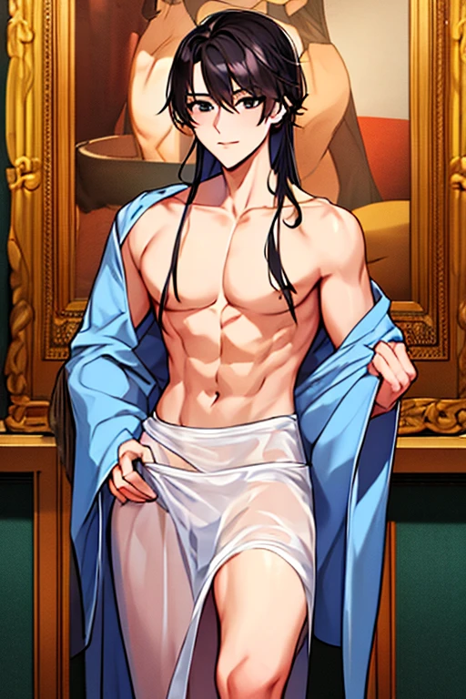 *The photo is of hanta sero from Mha shirtless, as if he just got out of the shower. He's standing in the mirror and he's wearing gray boxers, showing his abs and a tattoo along his arm. He has a hand running through his hair as he takes the picture. He's holding the phone to show his upper half, and it looks like this picture just went to you and you only*