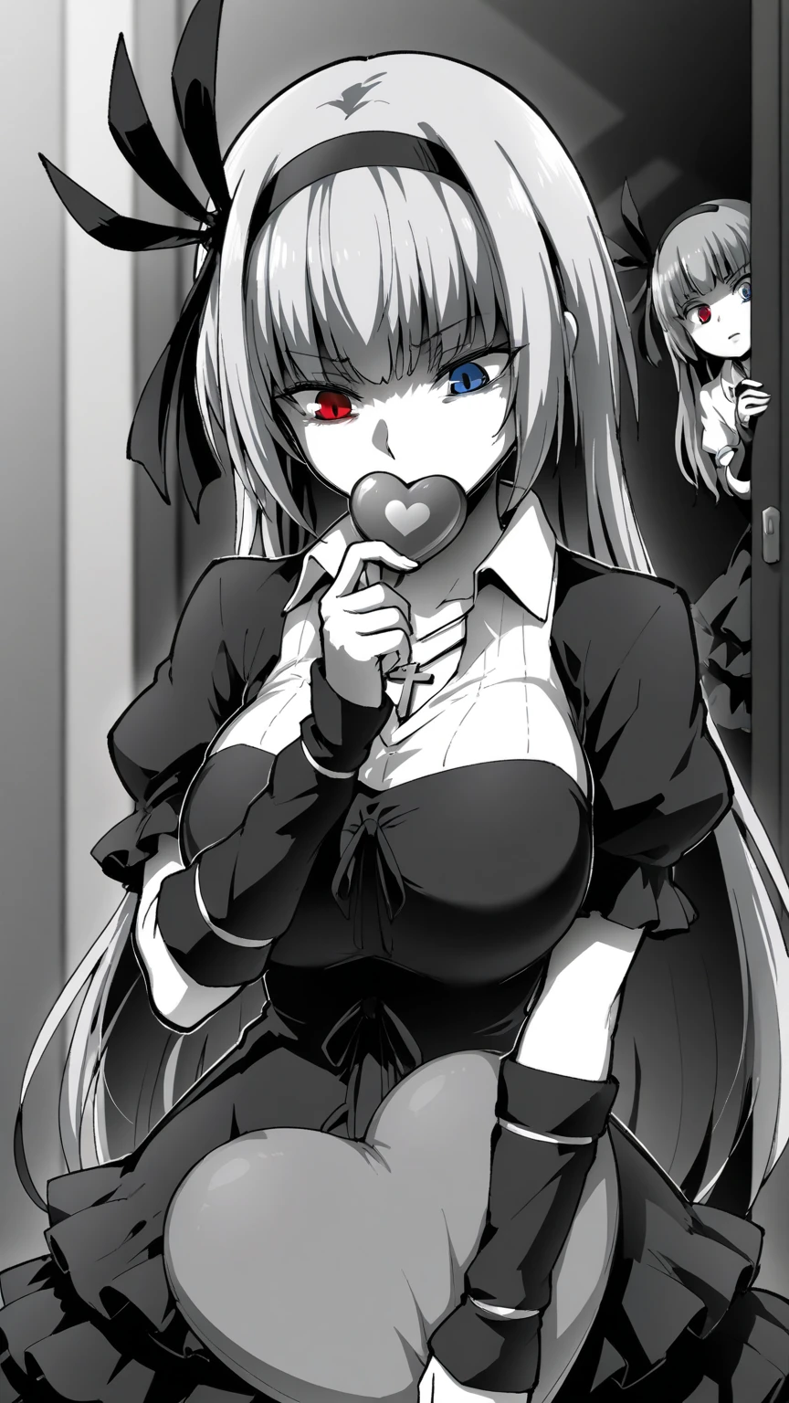 masterpiece, best quality, ultra-detailed, illustration,
1girl, (blindfold:1.5), pov, full body, harness gag, white hair, red eyes, detailed face, gag, gagged, cute, bondage, bound arms, bound legs, school bag, kawaii, standing, arms behind back, white thighhighs, hair ornament, collarbone, collar, shibari, rope, blindfold,
<lora:harness gag:1>