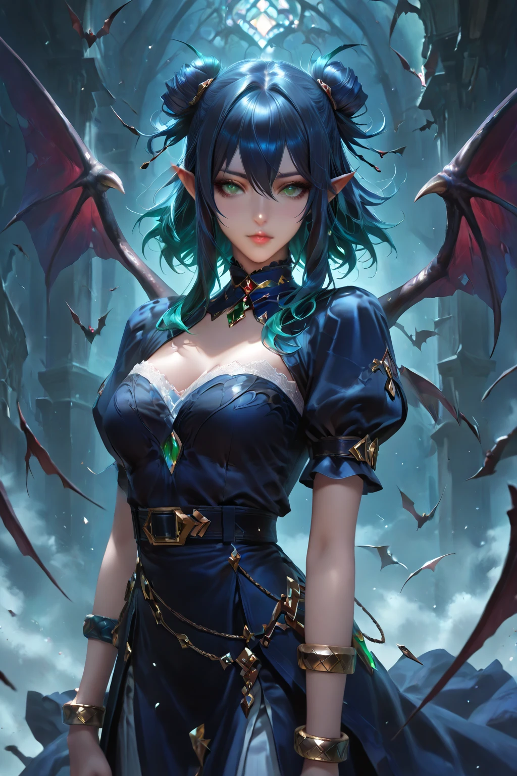 (best quality:1.3, ultra detailed:1.3, masterpiece:1.3, absolutely resolution:1.2), alluring succubus, ethereal beauty, perched on a cloud, (fantasy illustration:1.3, at dark night ),(sitting cross-legged, cheek rest, facial expression is bored), enchanting gaze, captivating face, delicate wings, symmetrical wings, otherworldly charm, mystical sky, (Luis Royo:1.2), (Yoshitaka Amano:1.1), moonlit night, optimal color scheme, (detailed cloudscape:1.3), (high-resolution:1.2), (front view),perfect Anatomy,