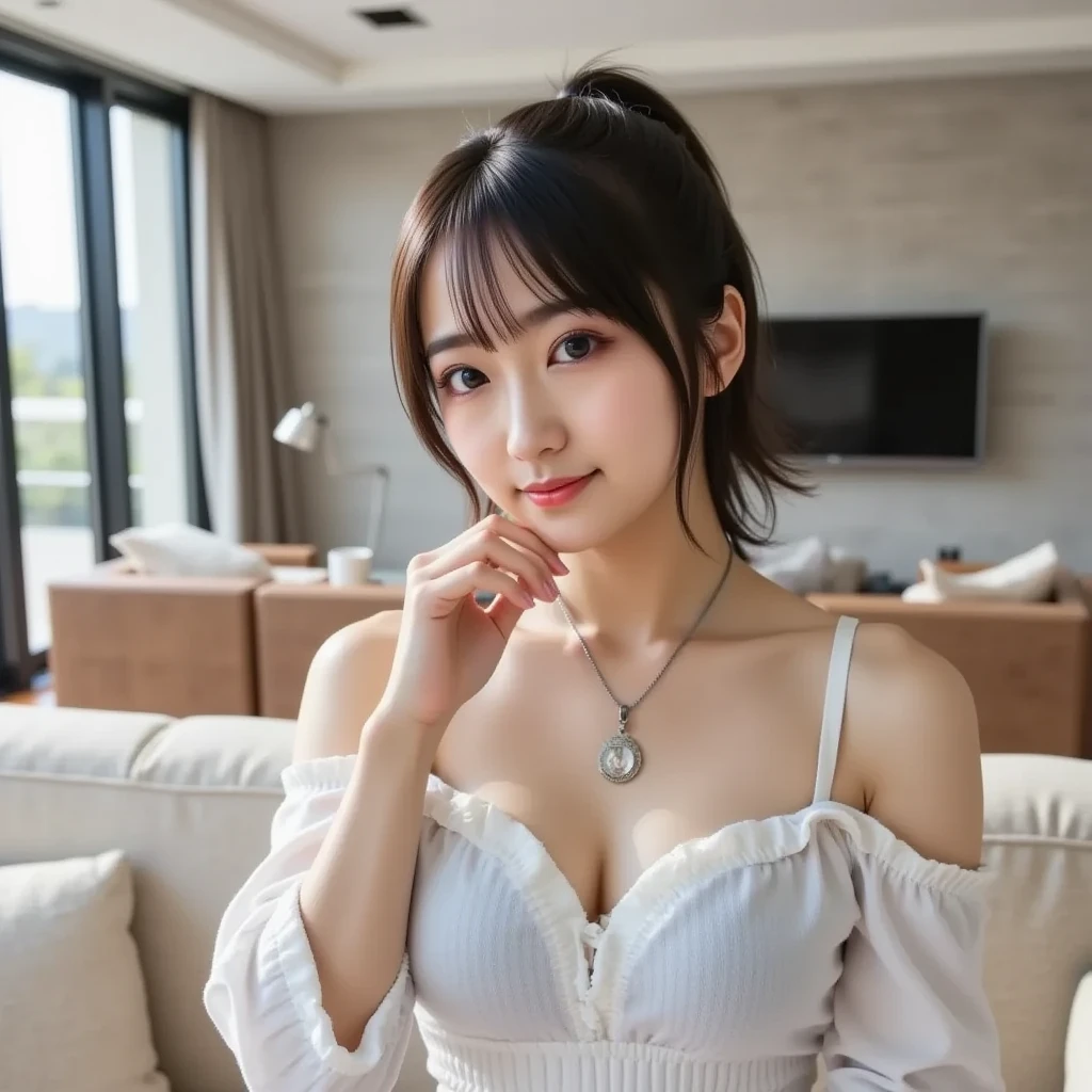 Japanese,Inside the nightclub、Welcome guests、 Japanese２５Full body picture of an old woman, Gracious hostess、To the camera,  Elegant smile, light makeup,  beautifully styled black hair, Light black straight hair reaching to the shoulders, White skin, Wear a tight dress, Slightly chubby、In a dimly lit nightclub