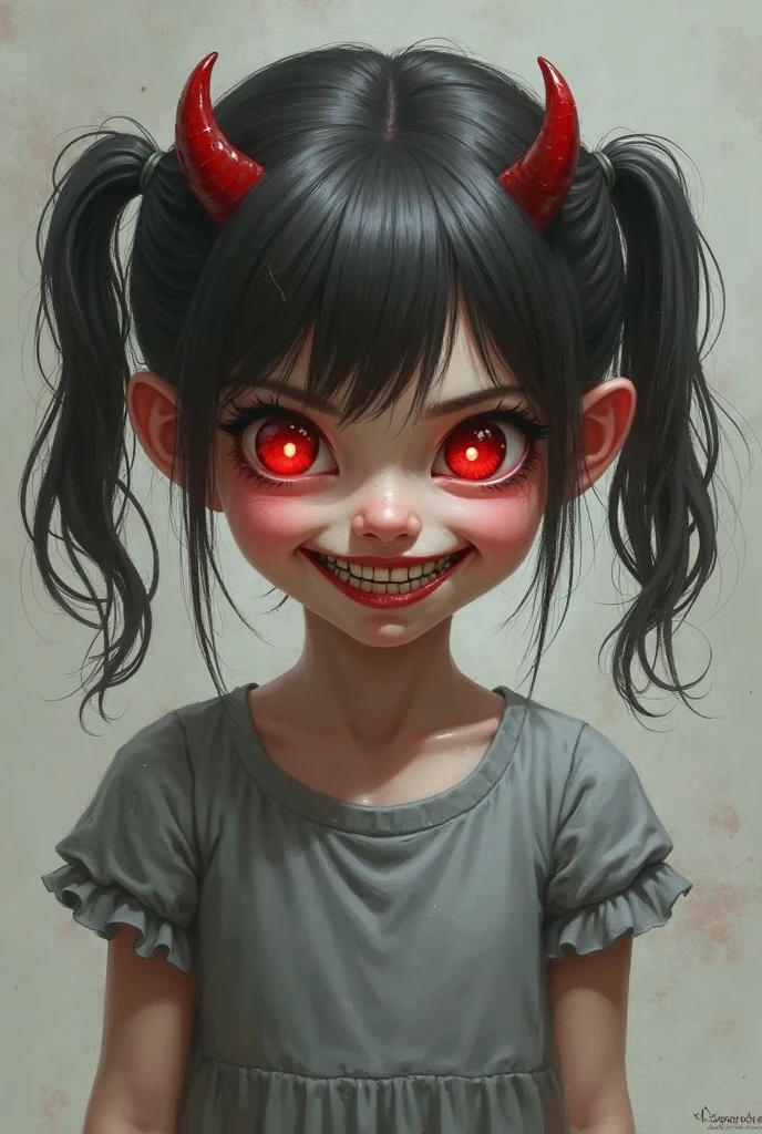 score_9, score_8_up, score_7_up, score_6_up, score_5_up, score_4_up, (source_anime), 1girl solo, little kid girl, ((vampire)), Prey, smiling, Dark, gloomy environment, Shadows, bloody mouth, Anime style, 