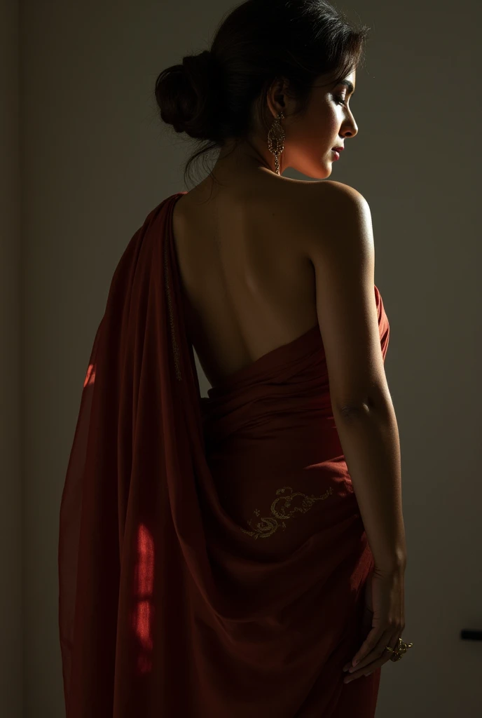 fine art nude model standing in the center of a studio