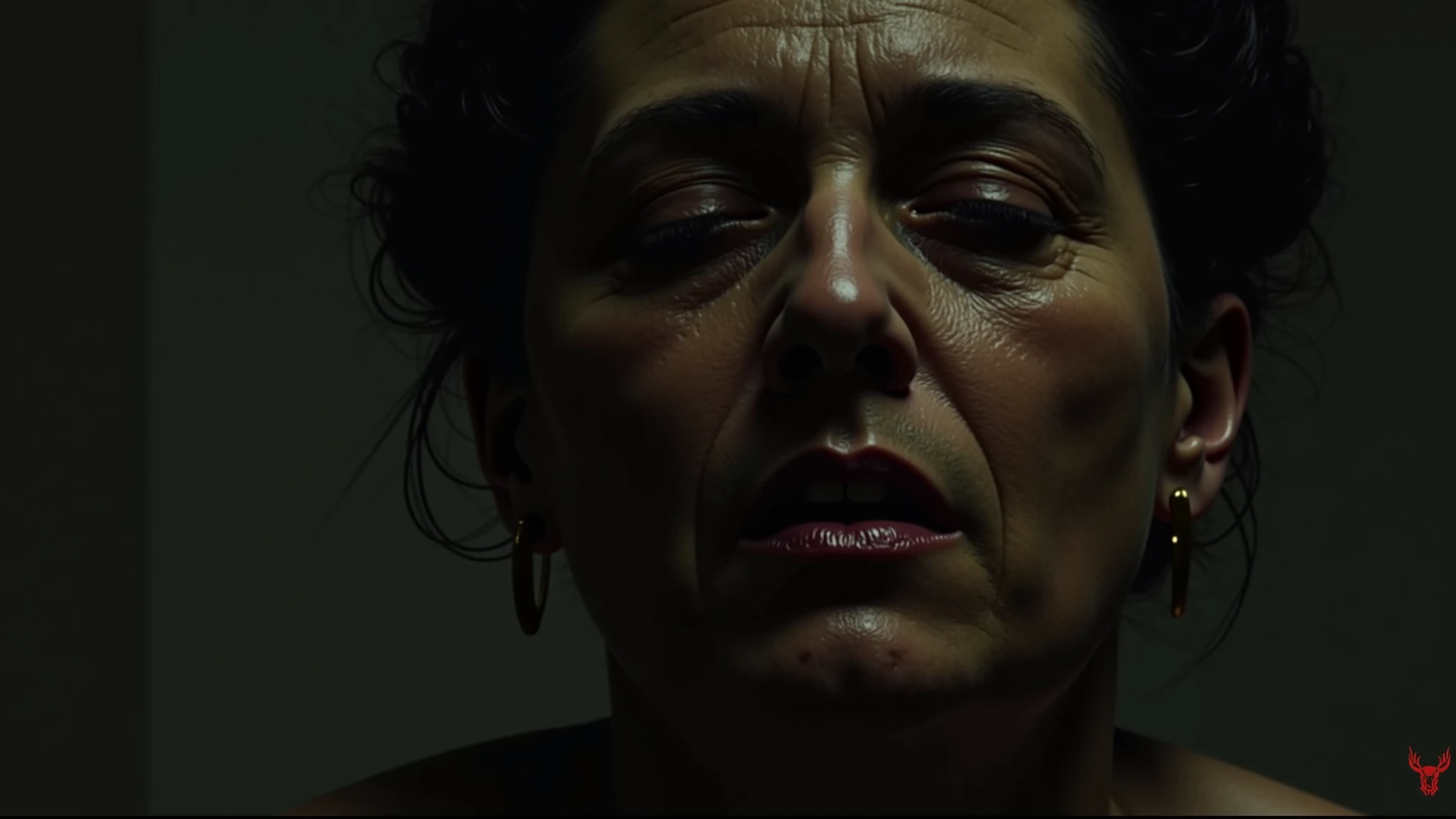 orc old woman with torn clothes, RPG, dvd screenshot, 1980s cinema, dark fantasy, realistic, detailed, body horror, horror cosmic
