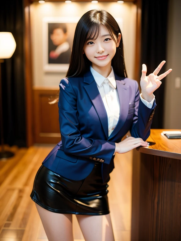 Beautiful Girl, Brown hair, updo hair, (((Lace panties))), (((Very sweet smile))), looking at the viewers, (((Lift the skirt, Lift the skirt with both hands, Lift the skirt yourself))), (((Gray business suit))), (businesswoman), ((of the highest quality, 16 K, masutepiece: 1.3)), 1 girl, Light on Face, hyperdetailed face, very detailed lips, Detailed eyes, Realistic pupils, City Street