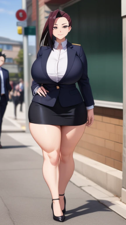Well dressed in a business elegant outfit. American woman in her 50s. On the left is a before diet photo and on the right is a post diet photo. On the left, she has a significant amount of belly fat, weighing around 100kg with heavy hips and thighs. The photo on the right shows a stunning transformation - a beautiful woman at her ideal weight of 64kg. She has a celebrity-like physique with a trim waist, and her body appears healthy and vibrant. She is wearing the same outfit in both photos, but it flatters her new figure perfectly. She has a radiant smile, exuding confidence and joy.