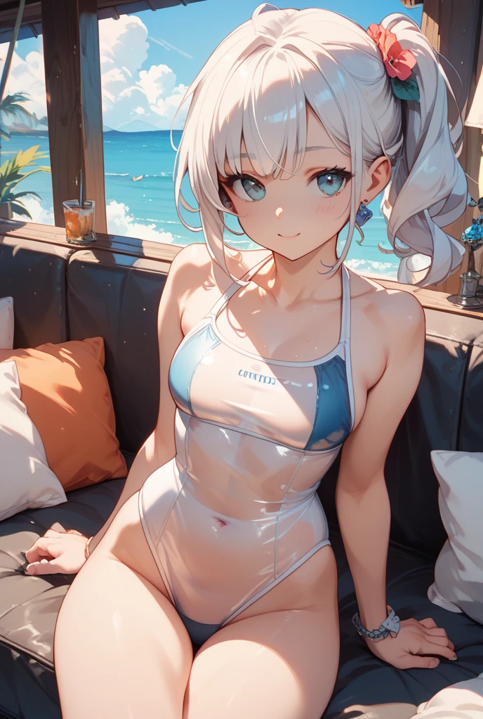 Realistic light and shadow,white swimsuits