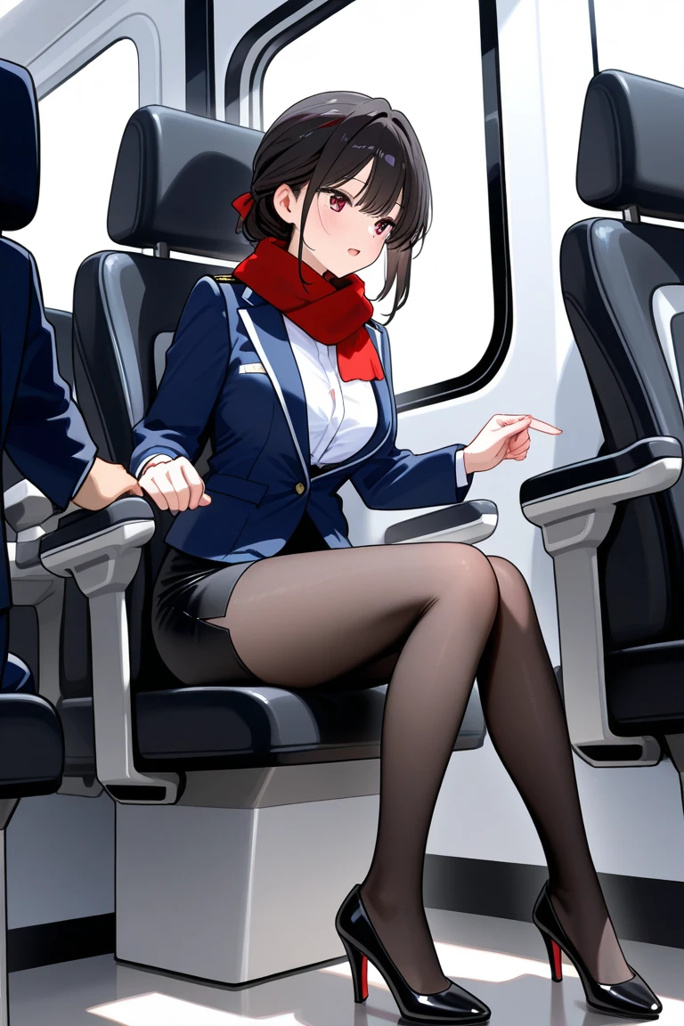 (1 person、alone:1.1), Beautiful woman, Anatomically perfect body, (stewardess、Cabin attendant), (China Air Line uniform:1.1)、(Look down:1.1), (detailed panty), (Pussy juice:1.1)、20-year-old、(Highest quality)、Black Hair, (french twist:1.3), On the plane、(8K, High resolution)、(shy:1.4)、medium breast, Thin legs、Small Ass、(steam:1.1), (embarrassed:1.3), show off nipples under uniform、sit、knees to chest, Bend your knees, (High heels), (Cover your crotch with your hands)、High definition beautiful face