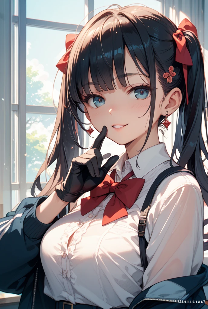 (Masterpiece, Top Quality, Best Quality, Watercolor (Medium), Official Art, Black Gloves, Red Dress, Blow Her's Nose with a Tissue