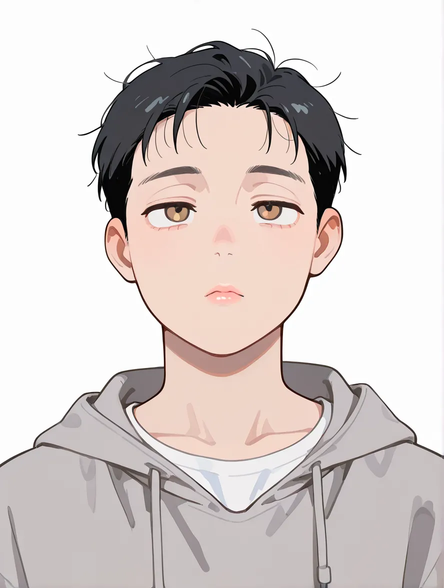 male boy in a black hoodie realistic style