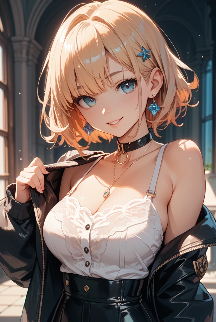 (masterpiece:1.3, Highest quality, Ultra-high resolution, Super detailed), (Realistic, photoRealistic:1.4), Beautiful illustrations, Perfect lighting, colorful, Depth of written boundary, Beautiful detailed hair, Beautifully detailed face, Beautiful fine details, Beautiful clavicle, Beautiful body, Beautiful breasts, Beautiful thighs, Beautiful feet, Beautiful fingers, View your viewers, 1 person, Perfect Face, (Perfect Anatomy, Anatomically correct), Cute and symmetrical face, Baby Face, , Shiny skin, (Brown Hair), Hair between the eyes, Dark green eyes, Droopy eyes, Big eyes, Long Eyelashes, (((Luxury underwear)))、(Blue floral underwear))),(bra、Embroidery pattern)、(((panties、Embroidery pattern)))、(Beautiful views), Bright lighting