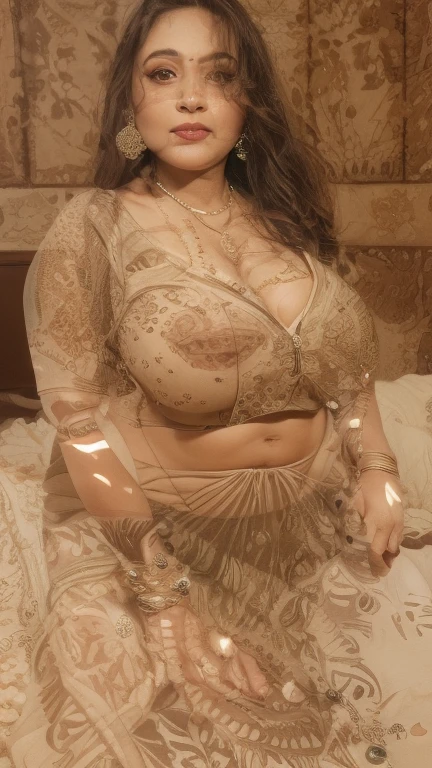 Day scene, full body photo of a plus sized 45 year old indian with a man from top view, (Masterpiece, Best Quality, High Resolution), office Background, (cum Splash on blouse and mouth, cum Splash on her face, Splash of cum, cum Splash, cum Splash on her eys), Sweet 25 year old indian bride sitting on a office chair with a man, hour glass body red lips, cream colour silky saree, lightly makeup,ultra realistic, realistic, look at viewer (cinematic:1.3), intricate details, 