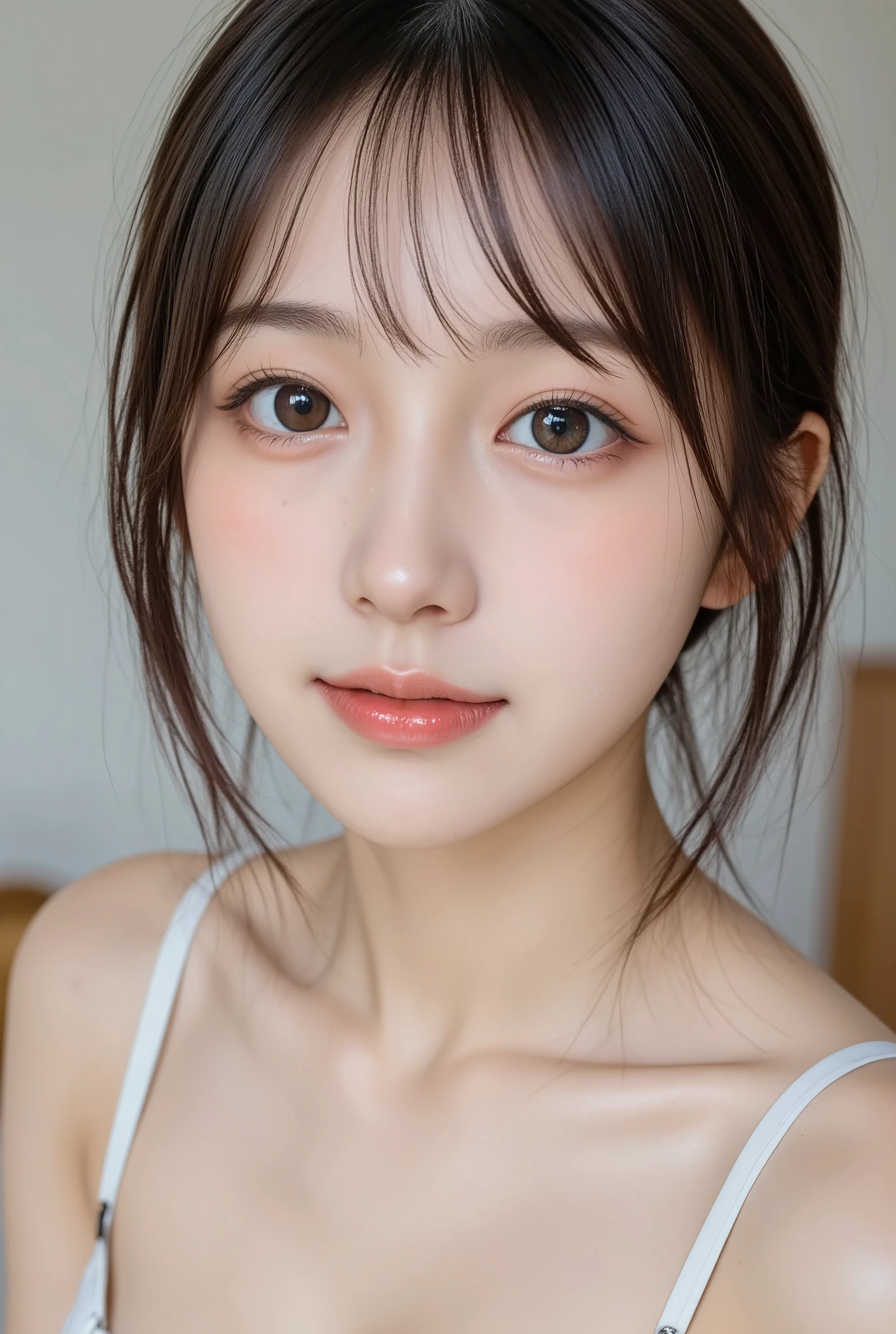 8k, Ultra-high resolution, Highest quality, masterpiece, Rule of thirds photograph,surreal, photograph, 1 girl, (14 years old:1.3), pretty girl, Cute Face, Beautiful eyes in every detail, Detailed,masterpiece,One Girl:1.2,Realistic Skin, Perfect and beautiful face ,Perfect and cute face, Skin with attention to detail, Perfect limbs,Looking at the audience、beauty,Perfect Anatomy,Vividly detailed,detailed,surreal,Light and shadow, japanese , faint smile, upper body