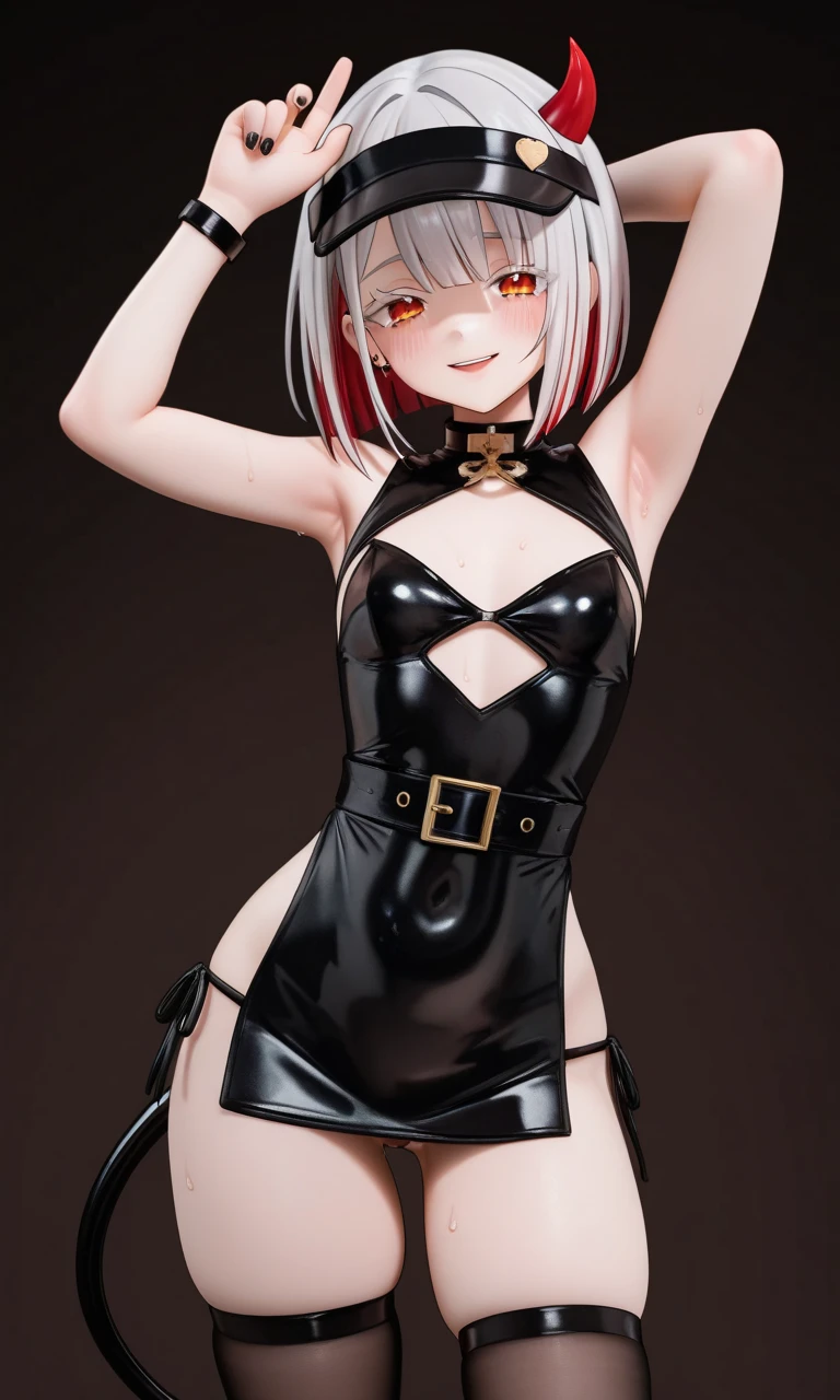 LONG HAIR, PONYTAIL, BOW, RIBBON, BLUE EYES, ORANGE HAIR, HAIR RIBBON, VERY LONG HAIR, BROWN HAIR, GLOVES, ELBOW GLOVES, MICRO BIKINI, MAGICAL GIRL, BLACK GLOVES, PANTYHOSE, BOWTIE, 1girl, solo, upper body, facing viewer, looking at viewer, smile,