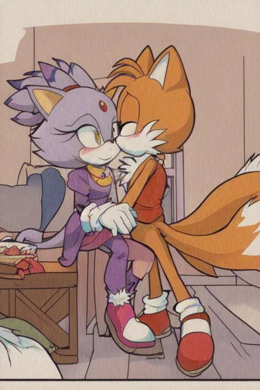 Feral, furry, erection, cum on tail, Animal genitalia, knot, anus, cute, excessive cum, fluffy tail, toony art style, spreading legs