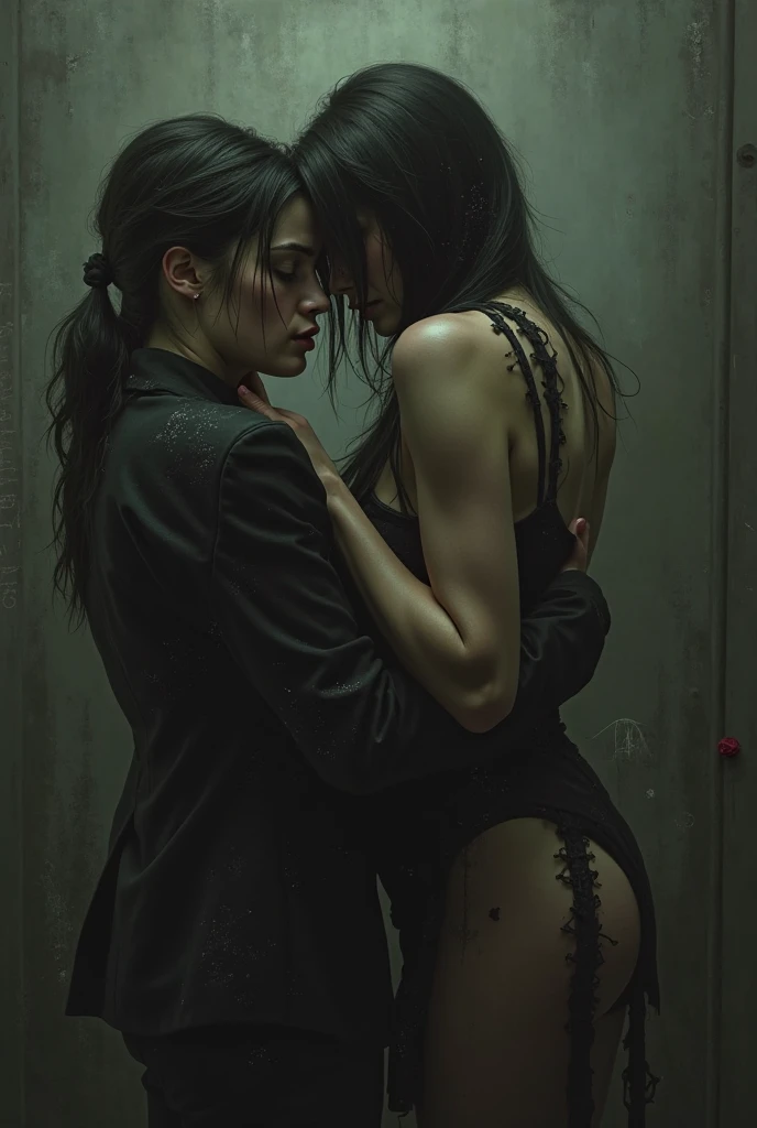 Between the shadows of love: Dark Romance Image:
foreground:
* two figures, one male and one female, They find themselves in a passionate embrace. Their faces are hidden in the shadows, but the intensity of their connection is conveyed through their posture and body language.
Second plan:
* A night cityscape, with narrow streets and old buildings. The light from the streetlights reflects on the rain puddles, creating a dark and mysterious atmosphere.
bottom:
* A full moon shines in the sky, surrounded by ominous clouds. Its silver light filters through the tree branches, creating a sense of suspense and danger.
Additional items:
* A black crow perched on a tree branch, observing the scene with penetrating eyes.
* A red rose, symbol of passionate and forbidden love, that withers on the ground.
* A bloody knife, representing the danger and violence that lurk in the shadows.
typography:
* title "Between the shadows of love" It is written in red gothic letters, with a dripping blood effect.
* The author's name is written in white letters, with an elegant and cursive style.
Color palette:
* red: represents passionate love, blood and danger.
* negro: represents the darkness, the mystery and the unknown.
* White: represents purity, innocence and hope.
Message:
* The cover conveys the essence of the dark romance genre: an intense and passionate love story, marked by danger, secrets and toxicity.
* The visual elements and color palette create a dark and mysterious atmosphere that draws the reader in and invites them to immerse themselves in the story..
* title y el nombre de la autora destacan en la portada y son fáciles de recordar.
This is just a proposal, and the final cover may vary depending on the vision of the author and the editor.