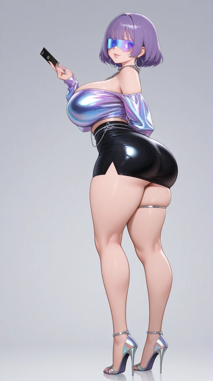 Kelly Clarkson, back showing her ass, full body in high definition with a vinyl record for the footrest in an excellent 8k evolution ((Miniature toy for collection))