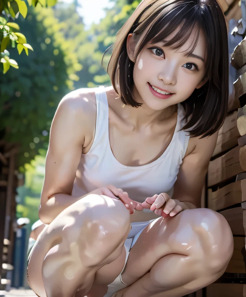 (((Full nudity)))、(((sperm dripping from the genitals)))<(((Genitals with thin pubic hair)))、(masterpiece,Highest quality,High resolution,Realistic,photograph:1.2),(1 high school girl:1.2), (White sneakers),White socks),(Smiling with teeth showing and eyes narrowed:1.3),(Bobcut,Brown Hair,Natural Makeup, Eyelash extensions, Make your eyelashes thinner and longer:1.3),(Cowboy Shot:1.3),(16 year old Japanese girl:1.2),(Clothes that look good:1.2),(School corridor:1.3), (View the subject from below:1.2), (Random sexy poses, Spread your legs, Squatting and tiptoe:1.3), (Place your hands behind your head:1.3)
