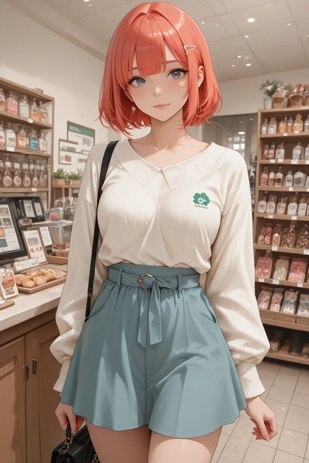 ayasakairemi, 1girl, high school girl, teenager, twintails, red hair, red eyes, sitting on a log, beautiful, beautiful woman, perfect body, perfect breasts, wearing a sweater, in the forest, camping, camping tent, trees, night , nighttime, campfire, looking at the viewer, slight smile, realism, masterpiece, textured skin, super detail, high detail, high quality, best quality, 1080p, 16k