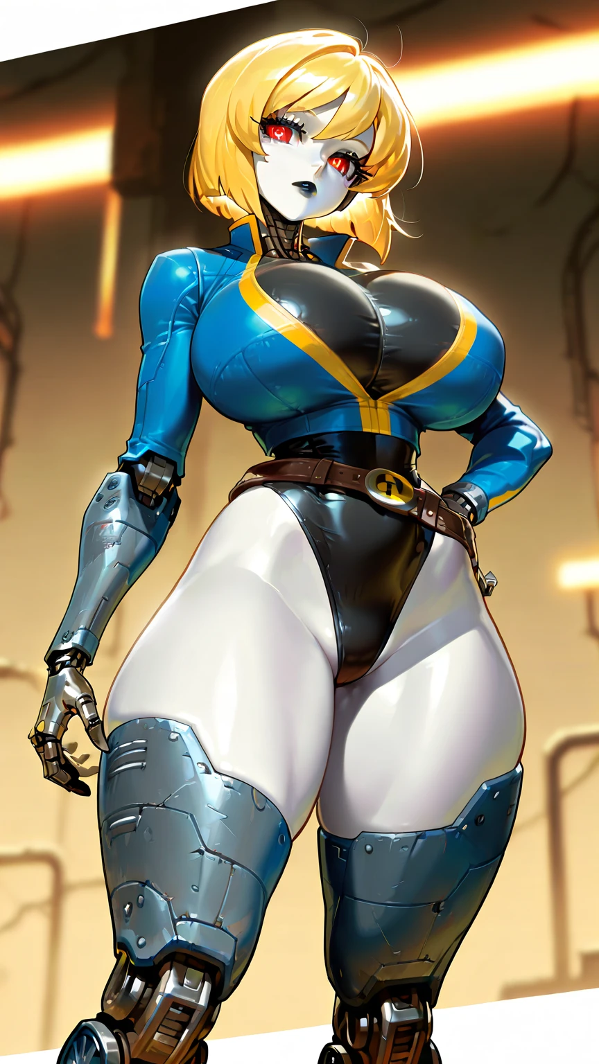 8k ((above view:1.3)), ((full body view))((back view:1.4))(large eyes:1.3), defined cheekbones, looking back, ((the pit style:1.4))((sleek dark blue bodysuit:1.6)) ((intricate lace details:1.6))detailed face:1.5), lightblue skin,(puffy lips:1.5) (lightblue skin:1.6), (bald woman:1.7), (skinhead) ((sexy pose)),(Muscular:1.3), ((gigantic breasts:1.5)), )highly detailed, Volumetric lighting, baroque oil painting by Greg Rutkowski, Artgerm, WLOP, ((gold hoop earring)), dynamic angle,((intricate neon lines on bodysuit:1.3)), majestic, digital photography, best shadow, light particles, art by artgerm and ruan jia and greg rutkowski, ((gold shoulder pads:1.6)), (masterpiece), sidelighting, intricate details, (((black color palette))), gold ass, ((alleyway background:1.4))