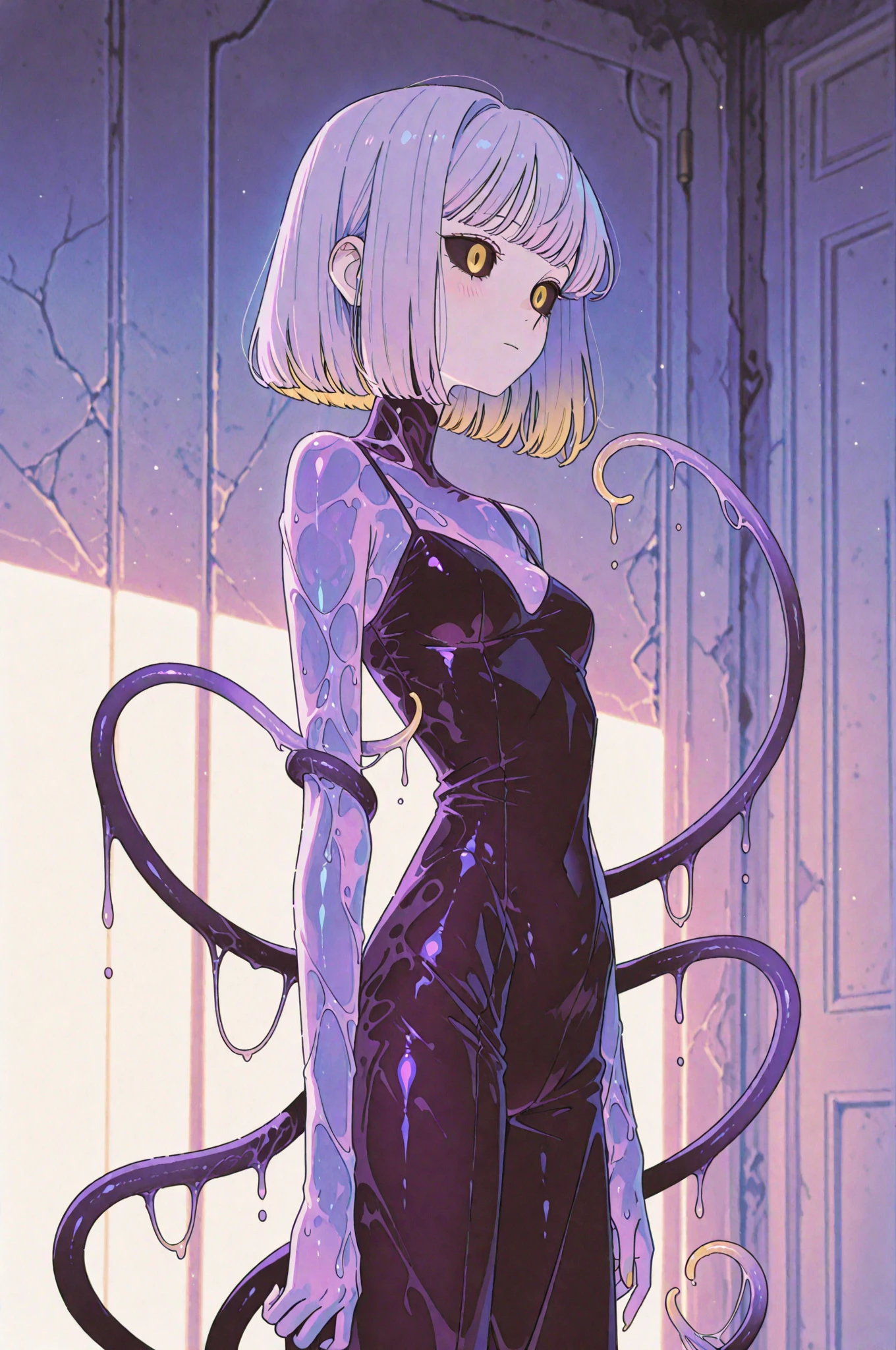 (masterpiece:1.2),( high quality:1.1), manga style, 
1girl, pink hair, ponytail hair, bangs,(aqua eyes:0.5)[<lora:mdxk:0.5>Space,glowing,star \(sky\),: <lora:amano_yoshitaka_style_v01:0.9>:25],(looking at viewer, standing, from above:1.1),, (huge breast, large breast:0.9),<lora:add_detail:0.96>,
(backlight:1.1),  cavern, mysterious darkness, impressive stalactites,  blurry background,