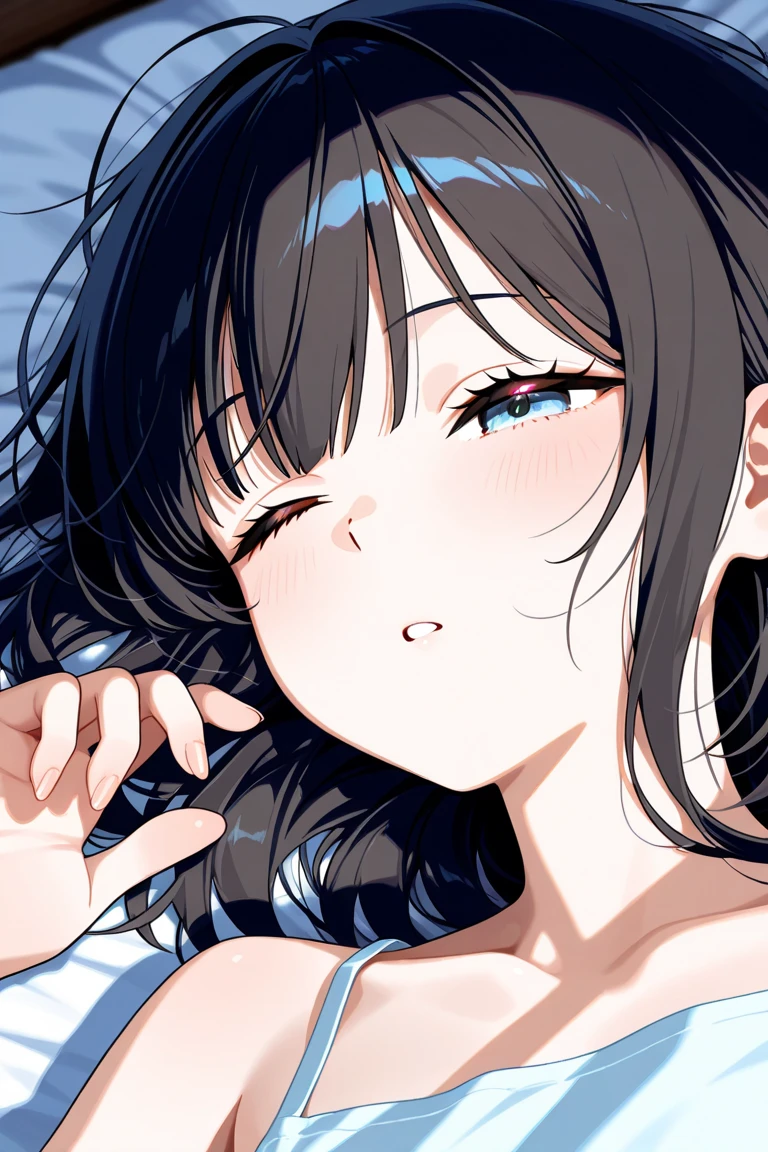 (((NSFW))),masterpiece,Best Quality,anime,Blowjobgesture,Blowjob_gesture,1 Girl,blush,Gaze、Looking up、Top view、Beautiful illustrations, Highest quality、Tears、Lick with tongue、looking at the camera、Close one's mouth、Swallow