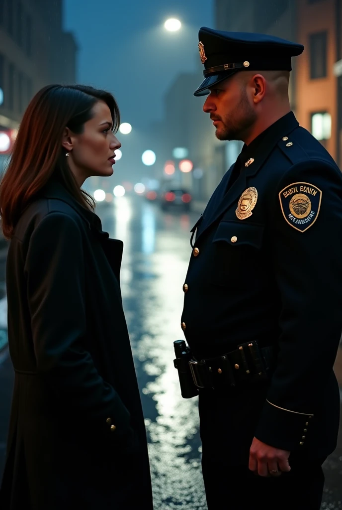 Police man talking to a regular person