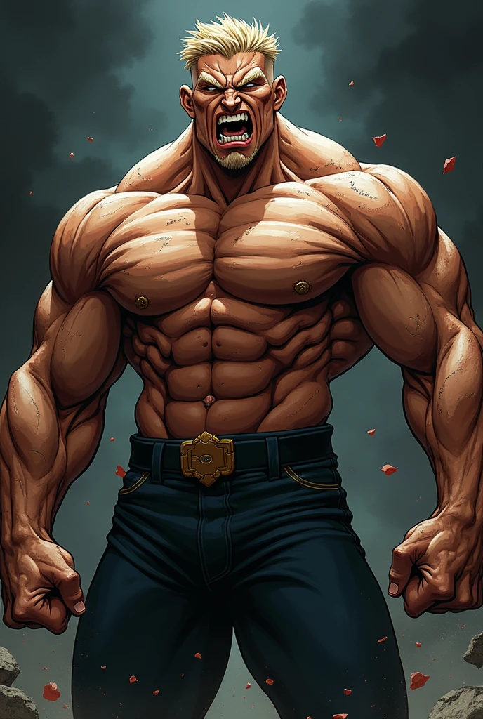 very strong adult male，The muscles are obvious，with fair skin，Abs are pronounced，，Wear tight leather pants，Asia face，angry look，Fierce in appearance，beefy pectorals，Wear tight leather pants，Short hair details，Well-developed abdominal muscles，Domineering appearance，rude appearance，Fierce in appearance，Full of oppression，The lower part is obviously protruding