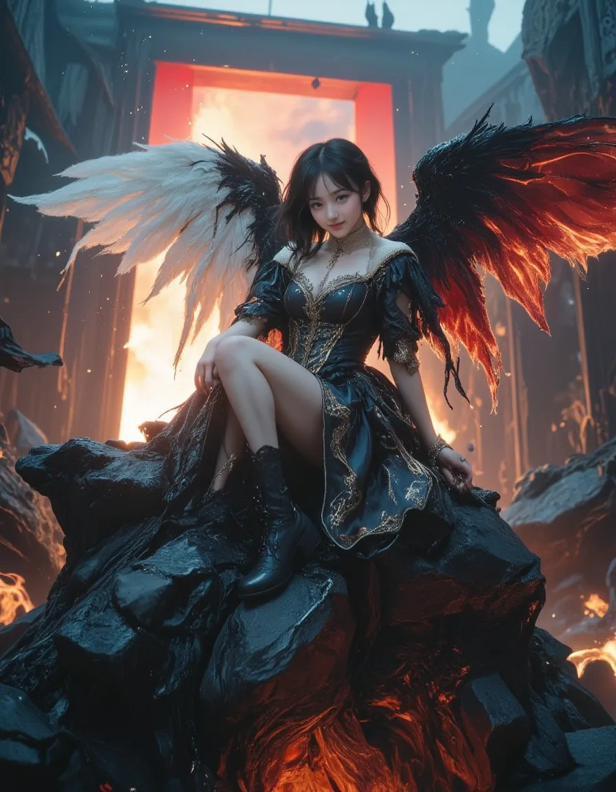 (((8k RAW photo, hyper realistic, masterpiece, best quality, crisp detail, high definition, high detail, very rich detail, sharp focus, sharp detail, colorful, rich color, cinematic, perfect studio lightning, full body photograph))), fully naked young kasumi arimura, fully nude, smooth body, ideal body, naughty smile,((big breast, (spreading legs, wide openinf legs on a throne), (showing (pussy, vagina, nipples))), ((scorching fire hair)), holding really big long fire sword, ((wide diabolos wings, burned diabolos tail)), ((very long sharp claws)), ((in fire cavern of a volcano)), (hundreds of ( skull, bone) on floor), (naked female fire demons behind)