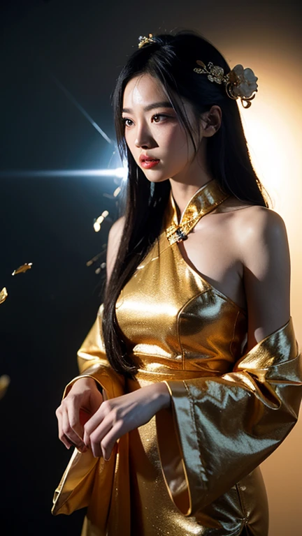 (masterpiece, 8k photography, ultra high res, photorealistic:1.7), best quality, a breathtaking portrait of a stunning young woman with (long, flowing black hair:1.2), (piercing dark eyes:1.1) with (detailed anime reflections:1.3), dressed in a (dynamic, alluring pose:1.4) showcasing her intricate and detailed (One Piece Boa Hancock cosplay:1.5) with (revealing purple dress and snake accessories:1.2), (perfect golden ratio body:1.3), (3D model elements:1.2), (smooth, flawless skin:1.2), (Tokyo Comic Market:1.3), (people dressed in various cosplays, blurry bustling crowd in the background:1.2), (natural sunlight lighting:1.2), (professional studio lighting setup:1.2), (perfect makeup:1.2), (flawless anatomy:1.2), (sharp focus:1.3), (professional cosplay photography:1.6), (rule of thirds composition:1.2), (cinematic lighting:1.2), (wide-angle lens:1.1,red cheongsam
