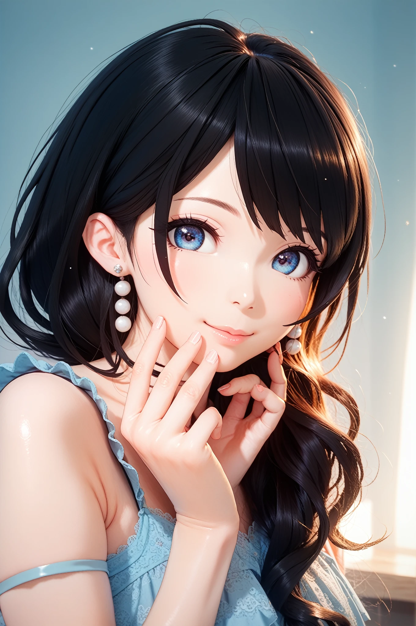 masterpiece, highest quality, One Girl, Thighs, beautiful girl, Flowers, Lots of small petals, Small waist, Official Art, RAWphotograph,Hands are precise、Face Light, Dynamic Lighting, Cinema Lighting, Ultra-realistic, High resolution, photograph, Sharp focus, Highly detailed eyes and face,Symmetrical face, whole body、Large Breasts、Long Hair、チラリと見えるThighs、Beautiful cleavage、bride、White lace dresini skirt、Happy smile、lipstick、pantyhose