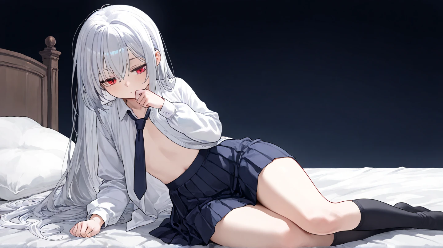 1girl in, Best Quality, on back, Spread legs, opened mouth, closed eyes, medium breasts⁩, small hip, pale skin, vaginal, Pubic hair, underboob, Slim body, small face, short bob, 13 years old, very short pleated miniskirt, zettai ryouiki, arms up, very short length shirts with open chest, pussy juice stain, topless, cat ears, cat tail