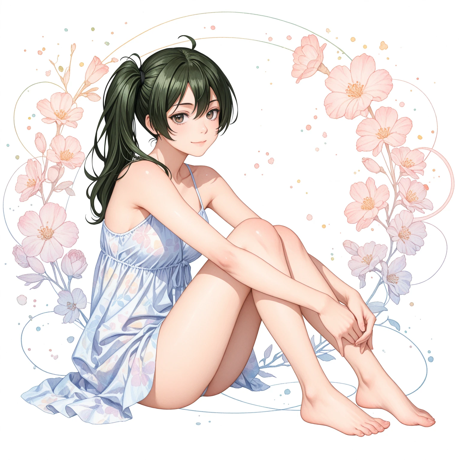 1girl (Daisy Ridley, age 25, sheer gown no underwear), trying hard to be attractive and sultry, ((blueberry,fruits)),white background, black hair,