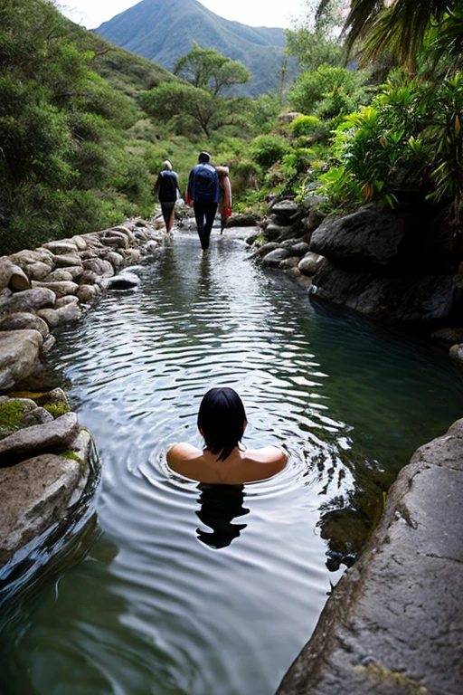 One boy、Beautiful Boy、18-year-old、Japanese Boy、Black Hair、waterfall、Completely naked、Back view