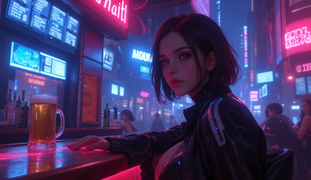 35-year-old woman dressed in black suit, triste, Cabello negro ancho, ojos azules,((noche)), vista a la ciudad en un edificio, de noche(fondo de pantalla CG unidad 8k extremadamente detallado), full shot body photo of the most beautiful artwork in the world, Incredibly beautiful photo realistic cute young woman in the most urban outfit, pecho grande, majestic professional oil painting by Ed Blinkey, Atey Ghailan, Estudio Ghibli, por Jeremy Mann, Greg Manchess, Antonio Moro, tendencia en ArtStation, tendencia en CGSociety, intrincado, Alto detalle, foco nítido, dramatic and photorealistic art by Midjourney and Greg Rutkowski,(8k, La mejor calidad, obra maestra:1.4), (Stunningly Detailed), (alta nitidez), ((Detailed facial features)), (piel finamente detallada), Perfect Anatomia, alta, (((((((cuerpo completo))))))) --auto