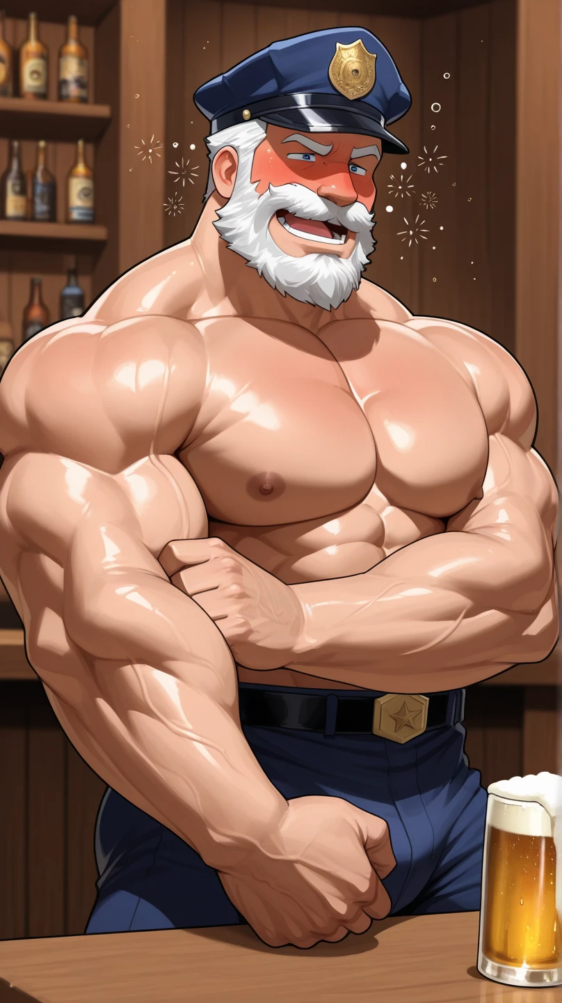 (RAW style, masterpiece, best quality, ultra-detailed), A captivating old-age heavy trucker-driver portrait, raining, sweat, lomg grey hair, (brown skin color), ((very dark skin)), (black skin), (wet detailed bulge), big crotch, big bulge, large juicy wet oily hairy pectorals, raining and all the wet sweat is dripping on his chest, detailed glossy speedo, ((bigger nose)), (big old man nose), (photo realistic underwear bulge), Strong and muscular with a hairy, (gigantic bulge), (convex nose), a wild muscular old man, blue charming eyes, huge arms, attractive strong men ,bodybuilder physique, his clothes is shiny, showing a very hairy groin area, Realistic and Dynamic Lights illuminating every detail, Old and weathered features with visible stubble, Full Shot for maximum impact, Trending on ArtStation and CGSociety for its High Detail and Sharp Focus, Dramatically lit with intriguing shadows, radiating a raw, photorealistic Reality, detailed speedo, big underwear bulge, from below, Old man, JP, An award-winning original photo, ( brown skin color), long gray hair, full white beard, A wild muscular old man, (80 years old daddy:1.1), 1boy, Solo, (tanktop), (big shoulders), musculature, stubbles, dark skin, long grey hair, thick grey beard, Detailed face, (evil smile), blue eyes, veins, wrinkles, big old man nose, nose with pronounced bridge and outward curve that protrudes from the base of the nose, dark olive skin color, brown skin, veins, absurdly huge nose, hawk nose, convex nose, well groomed moustache, (flexing his biceps), Dynamic Angle, volumetric lighting, (Best quality, A high resolution, Photorealistic), Cinematic lighting, Masterpiece, RAW photo, Intricate details, hdr, upper body shot