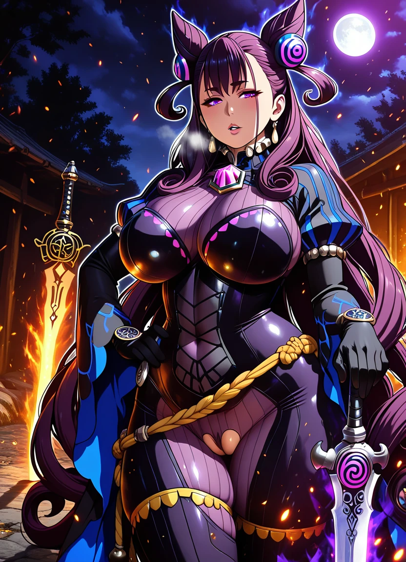(masterpiece, 8k, 4k, extremely detailed, best quality, absurdres:1.4) nice hands, perfect hands, 1girl, mature, milf, (huge tits:1.3),<lora:more_details:1> <lora:opal_v01:1> long hair, pink_hair, purple_eyes, hair over one eye, fingerless_gloves, jewelry, cleavage, sandals, beads, crop top, pointy ears, pelvic_curtain, single pauldron, makeup, thick lips, lipstick, eyeshadow, backlighting, depth of field, indirect lighting, dim lighting, smirk, perky