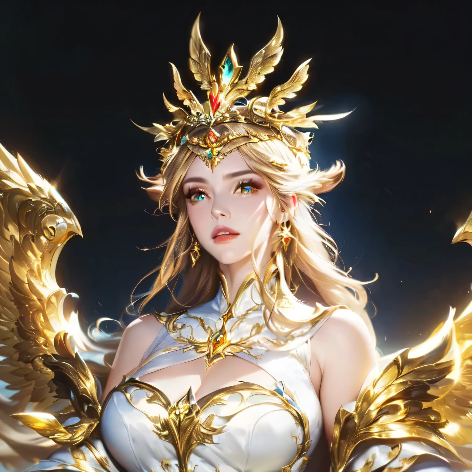 8K,Empress goddess wearing a gorgeous white dress, Blonde,mature goddess with very big breasts,Super Beauty(Like the real thing)Ultra-realisticな肌,sexy goddess costume,Beautiful long white hair,Delicate and detailed golden decoration,Fan Art Best Art Station, ig model | art gelm, Beautiful Fantasy Empress, art gelm. Highly detailed ArtGerm, 2. 5d cgi anime fantasy artwork, wlop and ross tran, ((Beautiful Fantasy Empress)), Trending on cgstation, Ross Tran and WLOP,big earrings with red gems,とても優しいsmile,very large firm breasts,,A mature motherly goddess,Look at the viewers,Golden Eyes,Goddess of Beauty,Rich colors, Backlight, Cinema Lighting, Film Grain, 50mm lens, Nikon D850,smile,Ultra-realistic,Photorealistic RAW photos of the highest quality,Makeup,