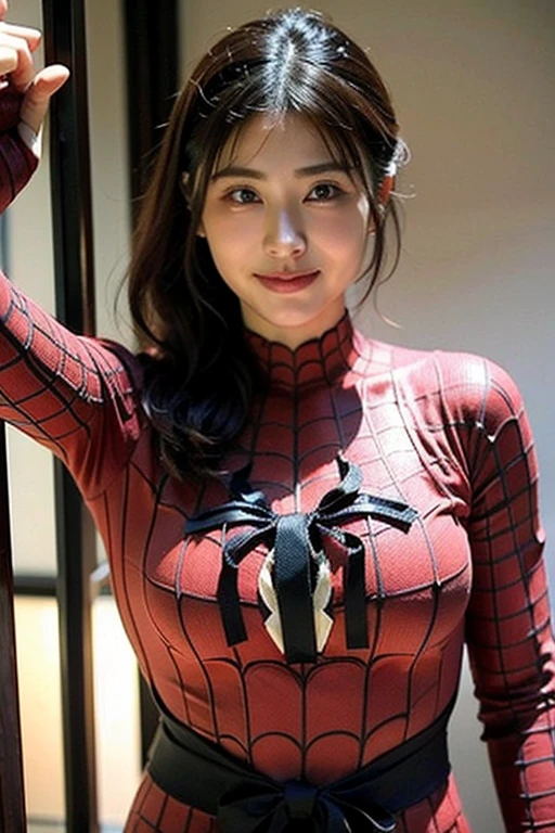 (Best Quality, 8K, 32K, Masterpiece, Ultra HD: 1.3), (K-pop Idol: 1.3), 1 Girl, (Big: 1.2), (Long Hair), Abs, Perfect Figure, Ultra-thin Face, Delicate Lips, Gorgeous Double Eyelid Pajama Bed (Sultry) (Excitement: 1.5)), Ada Wong, Big, Spider-Man Costume, Torn Costume, Model Pose