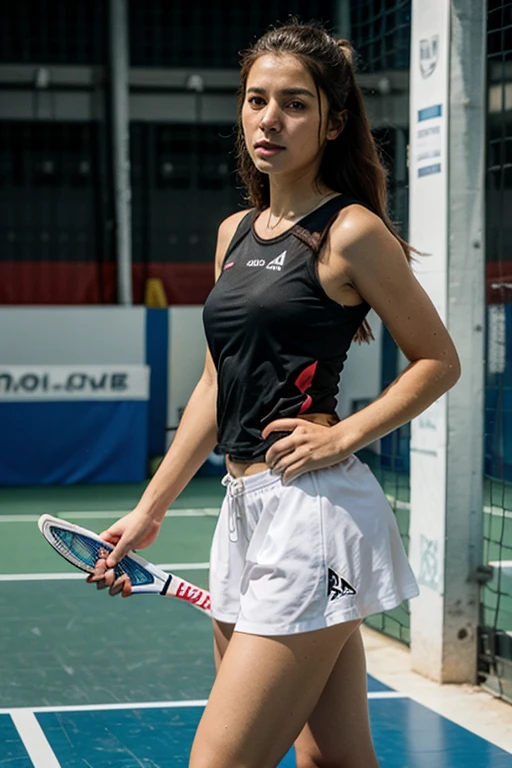 Ms. Arav in a diving suit poses on the tennis court, and shorts streetwear, Sports Fashion Photography, Sports and shorts, Hero Muay Thai Pose, MMA Left Hand Posture, shorts, Sports and Shirt, mina petrovic, mandy jurgens 8 k 1 5 0 mpx, Short stature, Victoria Gavrilenko