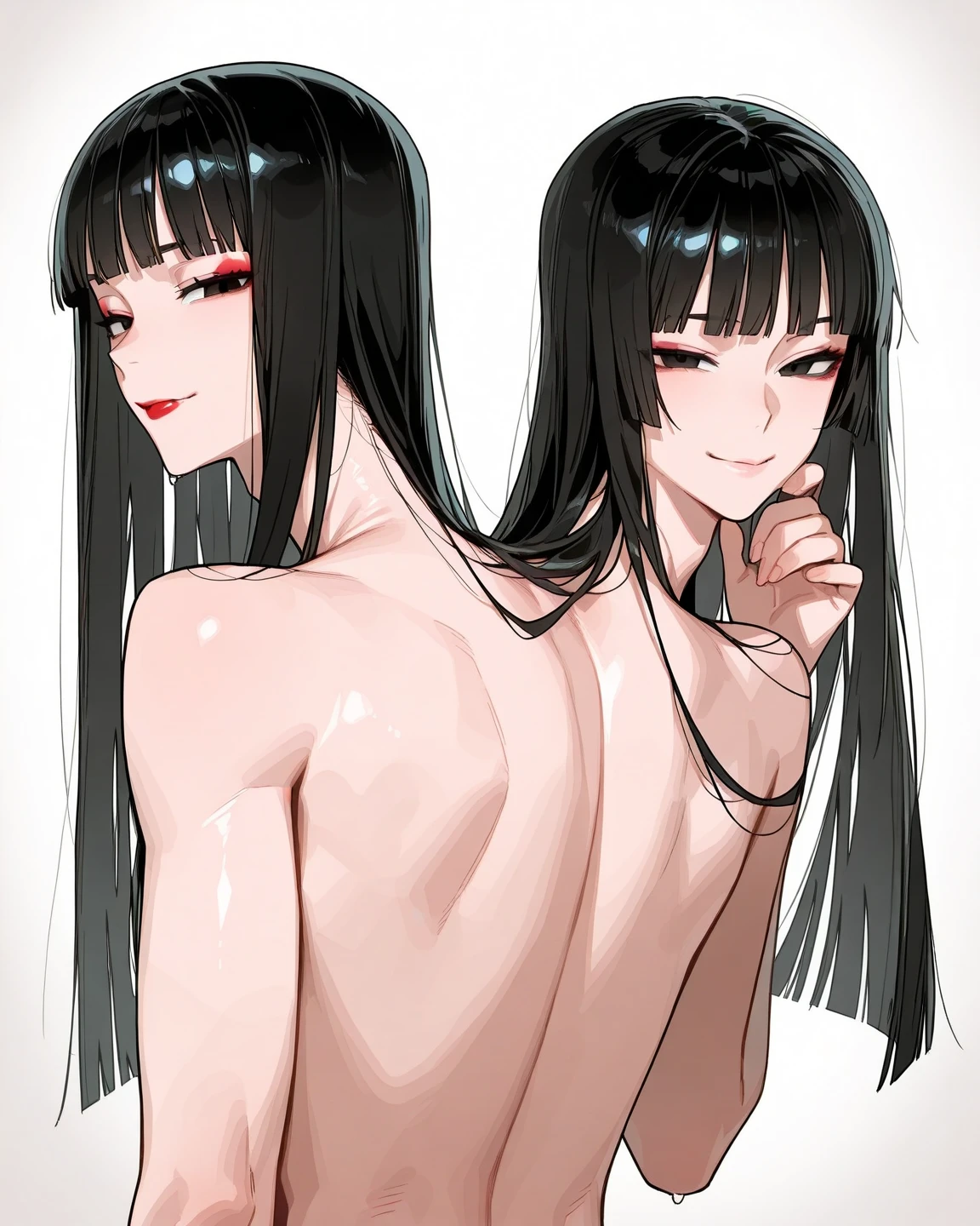 Anime Style,Multiple girls,Girls lining up naked,Expressionless