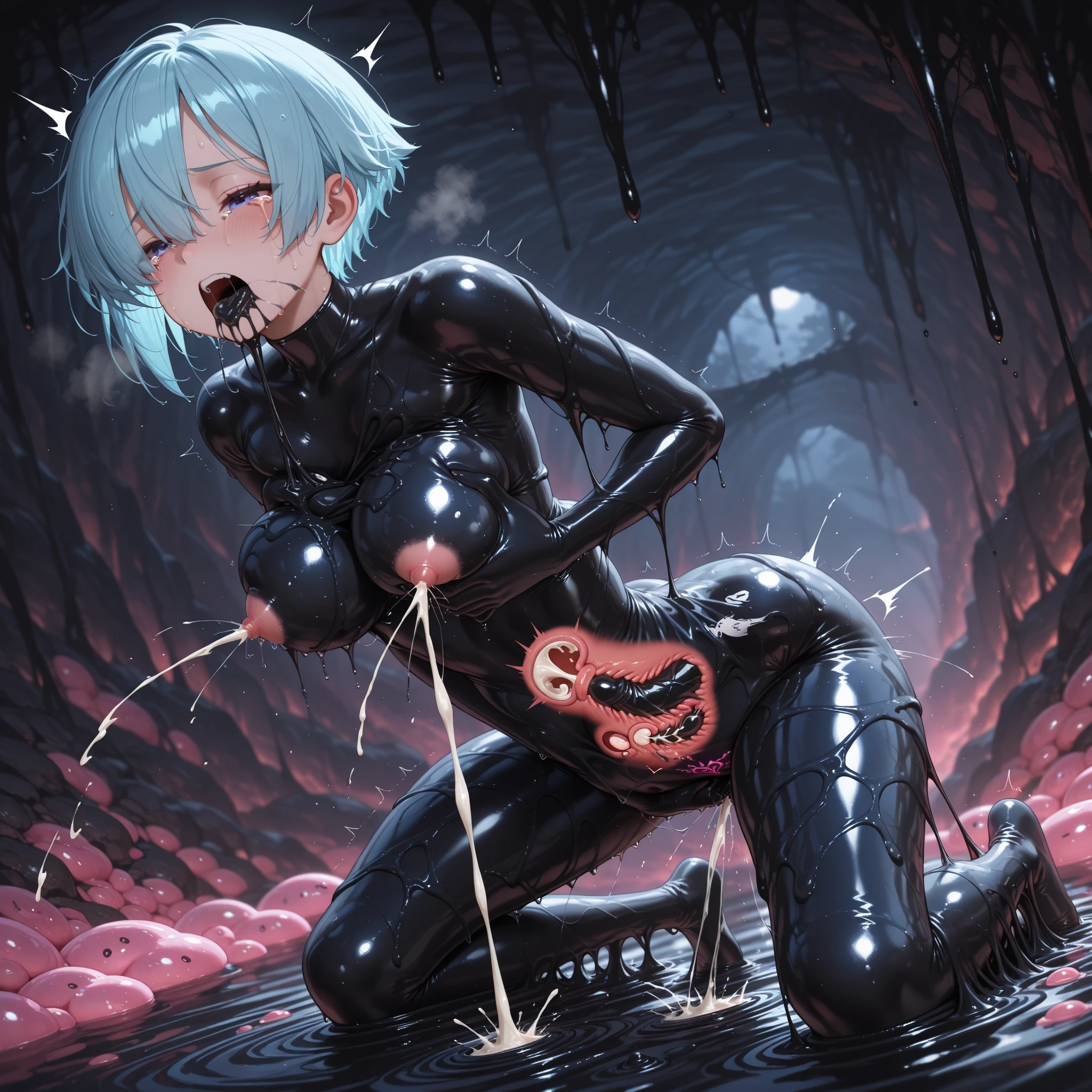 apocalypse, ruin town background, perfect lighting, dominant gray theme, short silver hair and purple eyes, 1 girl full body, 1 man only body fucked the girl with doggy style, mature face, dressed in military vest, perfect slim body curves, 8k quality, perfect quality, perfect resolution, naked, perfect very slim body, 8k, ultra quality , ultra resolution, firm breast, slim hips, face to side and face the camera, pussy squirting hard, ahegao face, holding ass hole, very wet pussy with pussy juice, dick inside pussy and cumming inside pussy, doggy style fucked