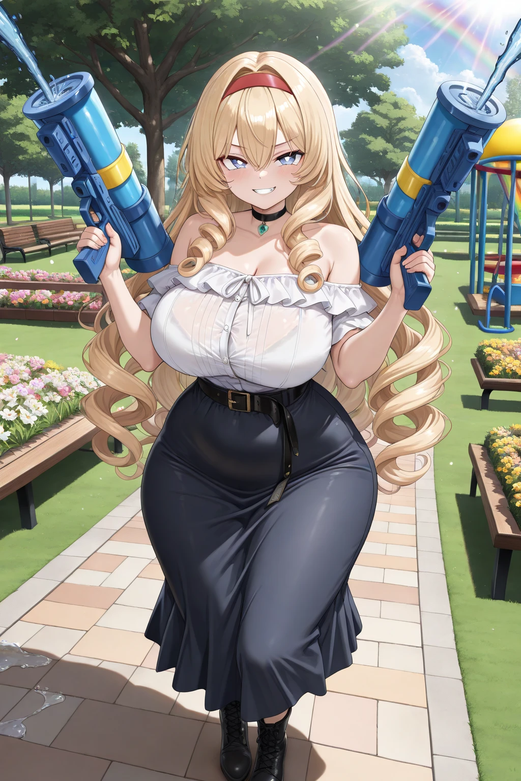 (masterpiece), (best quality), (pixiv), pillory, bent over, stationary restraints, huge breasts, curvy,green eyes, cumdrip, (extremely detailed CG unity 8k wallpaper), intricate, detailed face, detailed eyes, best lighting, outdoors, (torn clothes:1.1), yellow sweater, cleavage, blonde, cum in mouth, (vomiting cum:0.45),