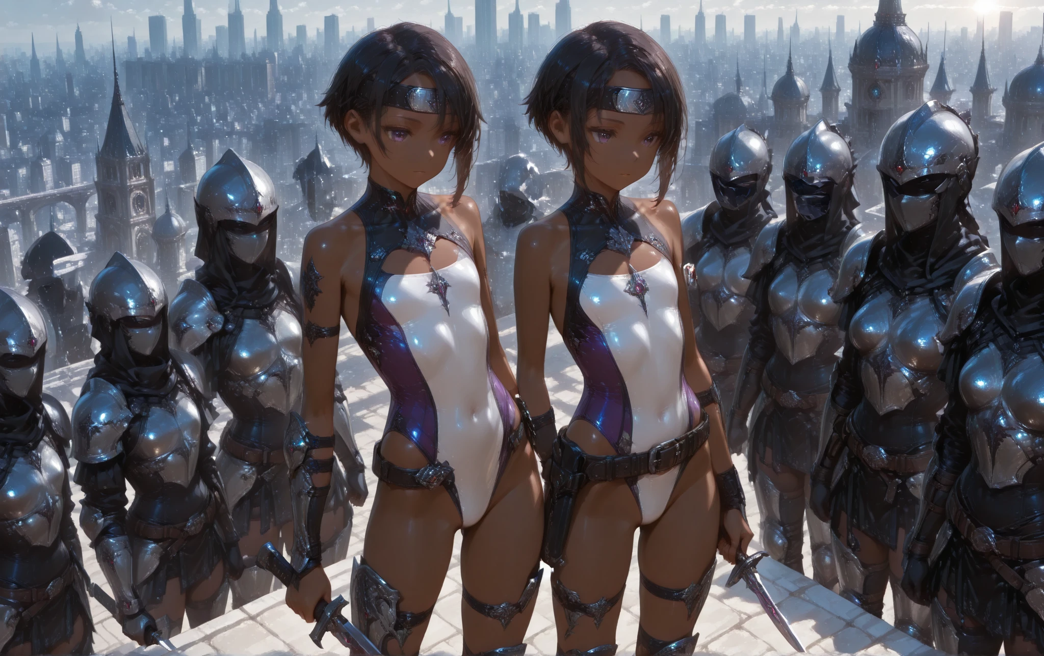The Smurf's, but they are all sexy women going about their chores in the mushroom Smurf village wearing sexy metallic swimsuits and being as sexy as possible while farming or carrying things