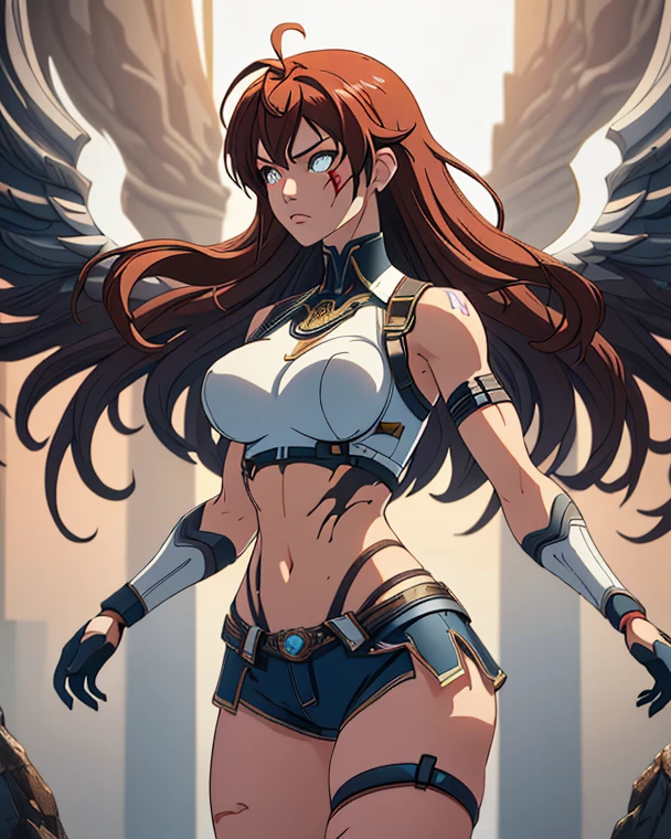 1 muscular woman in a gym, view from floor, training, extremely detailed face, beautiful detailed eyes, beautiful detailed lips, longeyelashes, angelic woman, ((((angel halo over her head)))), (best quality,4k,8k,highres,masterpiece:1.2),ultra-detailed,(realistic,photorealistic,photo-realistic:1.37),HDR,UHD,studio lighting,ultra-fine painting,sharp focus,physically-based rendering,extreme detail description,professional,vivid colors,bokeh,fantasy,concept art