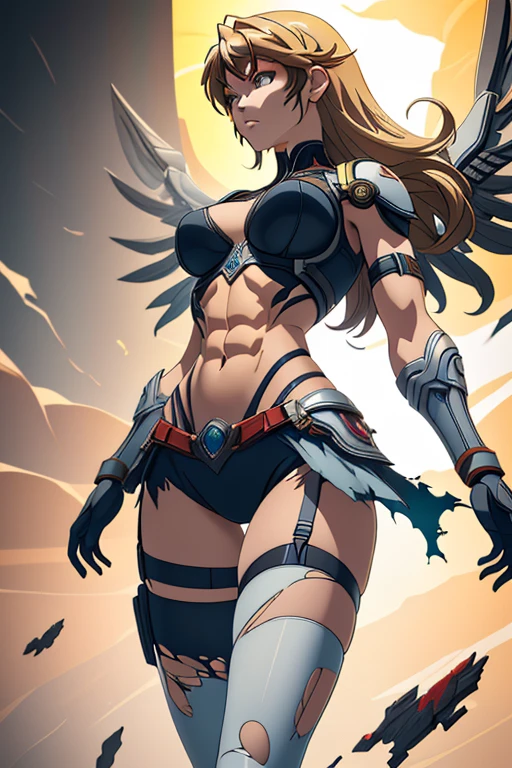 Brown skin Beautiful War Goddess High leg Angel's wing Gal Angel Lewdな顔 Vulgar tattoos Lewd Fallen Angel The despised angel