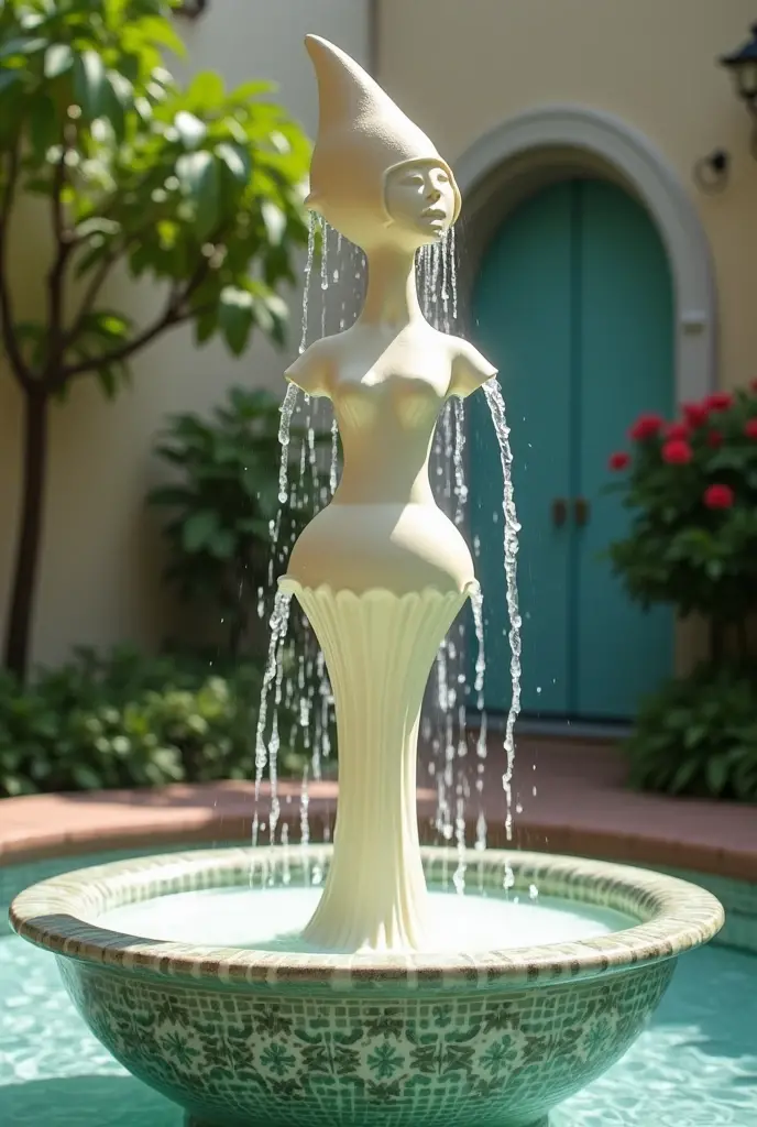create an image of white statue sculpture  of a Chinese woman naked in a sun kissed garden