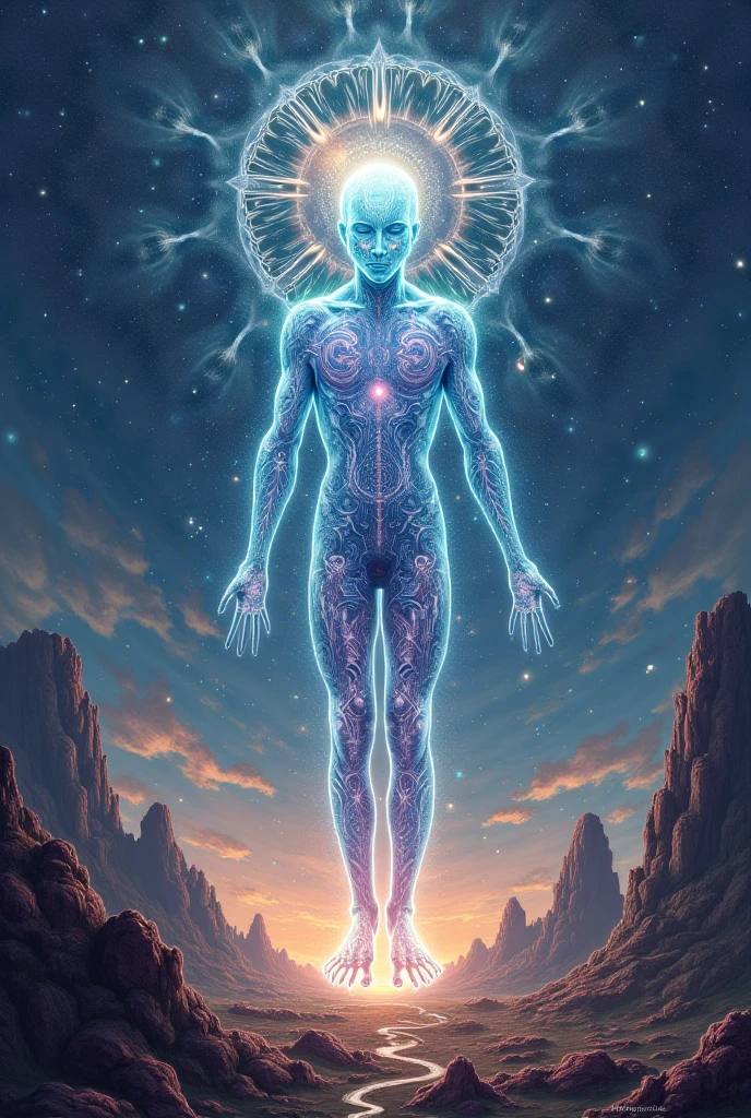 astral body, chaotic atmosphere, old man