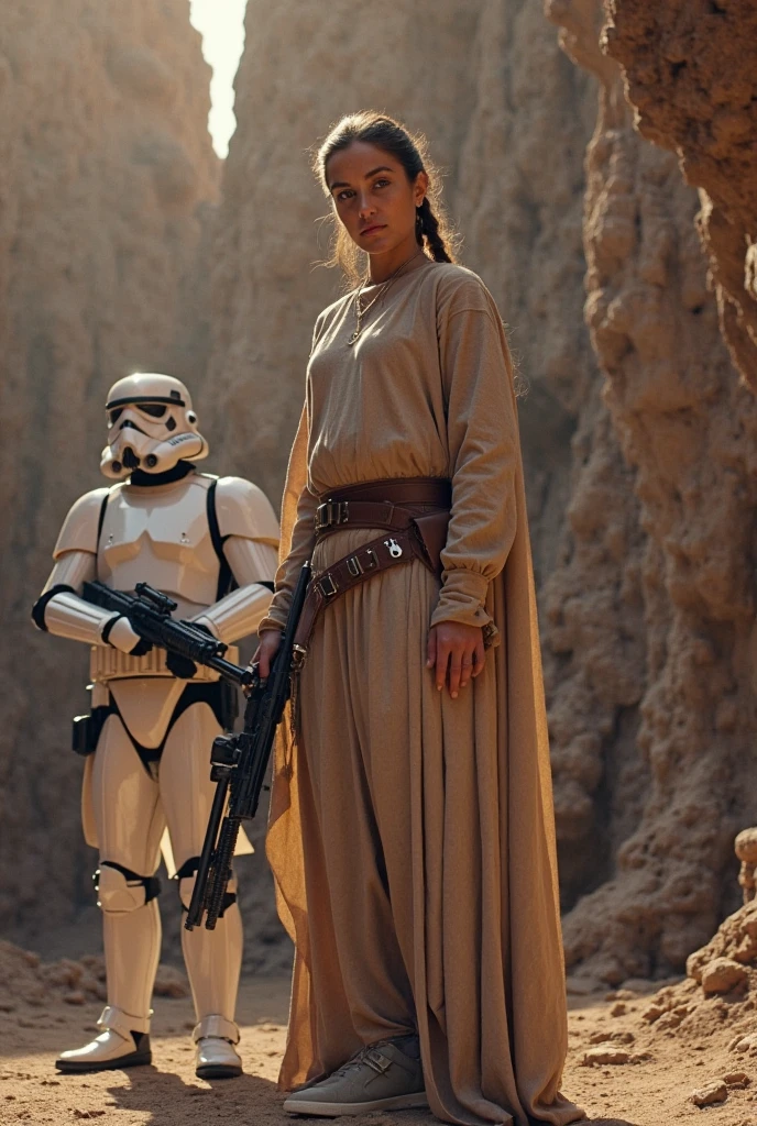 ((masterpiece), (solo character), (photorealistic:1.4), ),(best quality), (jennlaw), (epiCRealLife), (Jennifer Lawrence in jedioutfit), (Jennifer Lawrence big breasts), (Jennifer lawarence show cleavage), (lora:epiCFlashPhoto),(flashphoto), (flash photography),((Star Wars outdoor), (star wars desert), (kneel on the sand),(Jennifer Lawrence wearing Jedi boots) (look at viewers), (at night), (night time), (pose for pictures), (photoshoto), (Star wars theme)
